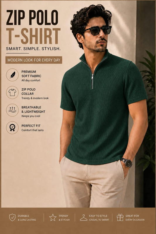 Mens Zipper Polo